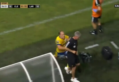 Things get feisty as Argentine fly-half shoves Ronan O'Gara... for absolutely no reason