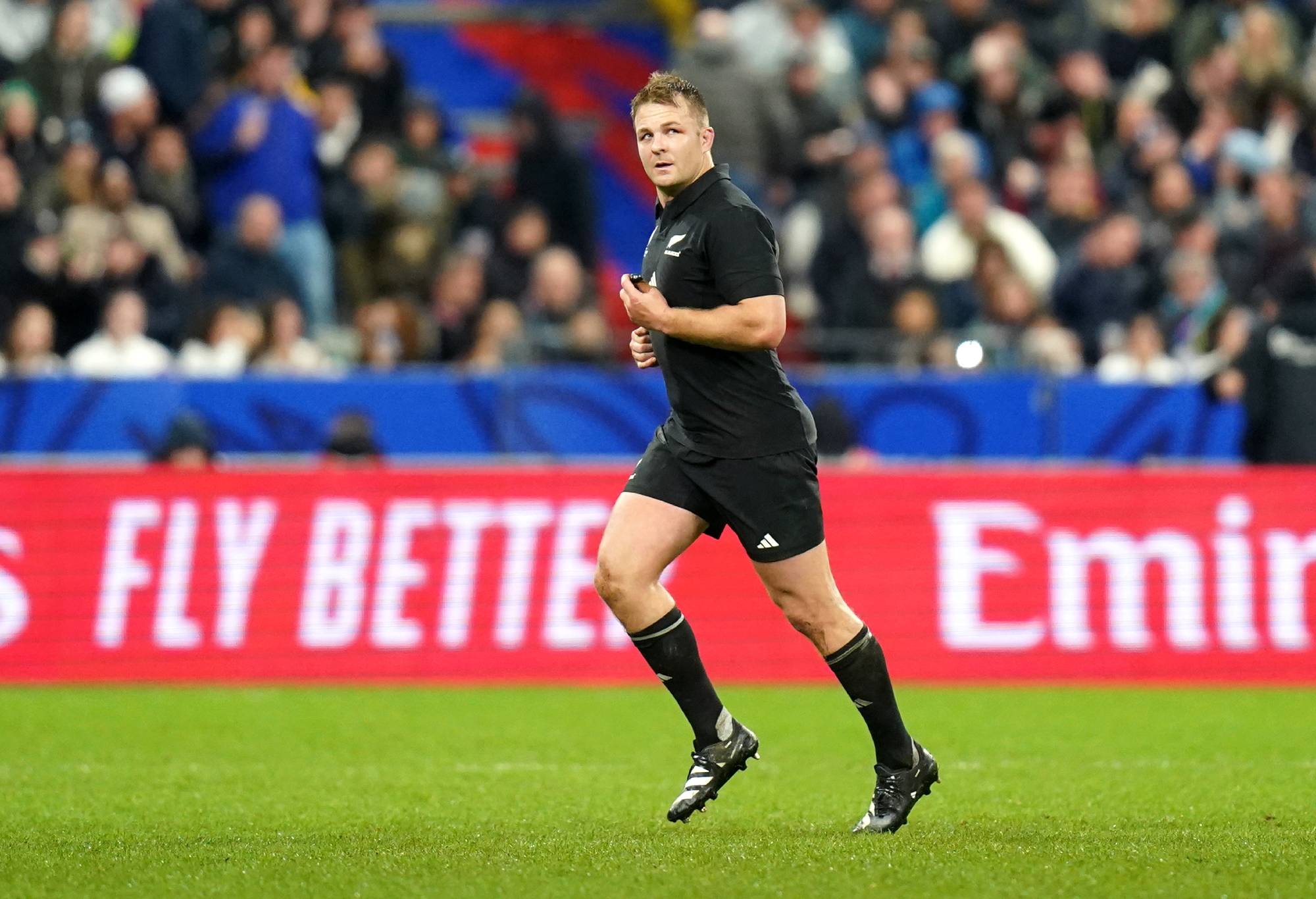 New Zealand's Sam Cane heads to the sin bin after being shown a yellow during the Rugby World Cup 2023 final match at the Stade de France in Paris, France. Picture date: Saturday October 28, 2023. (Photo by Adam Davy/PA Images via Getty Images)
