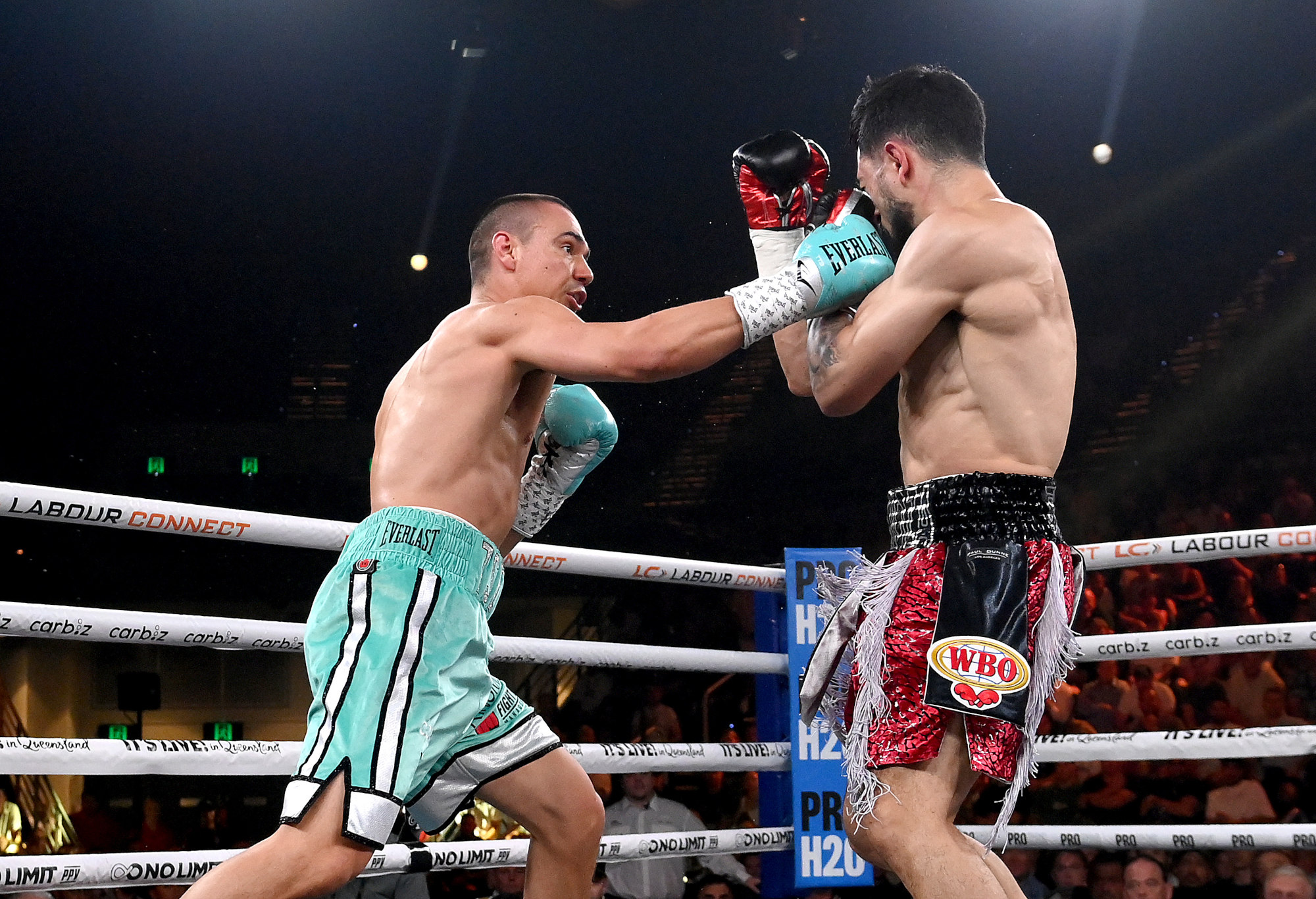 Tim Tszyu during his WBO super-welterweight world title bout against Brian Mendoza.