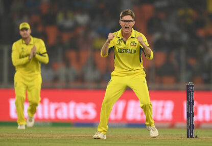 Zenzational Zampa! Leggie's all-round performance for the ages officially ends Poms' WC defence in tense Aussie win
