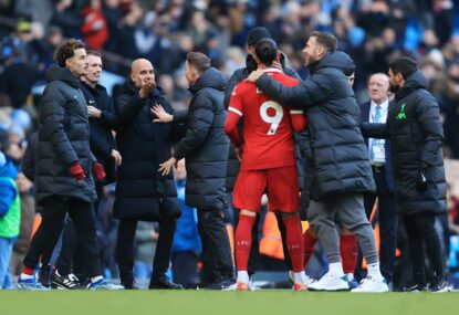 Tensions boil over in sideline stoush as Nunez goes at Guardiola after Liverpool snatch draw with City as Arsenal go top