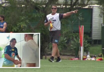 Damien Hardwick sets lofty goals on first day of Suns job and reveals high-profile neighbour