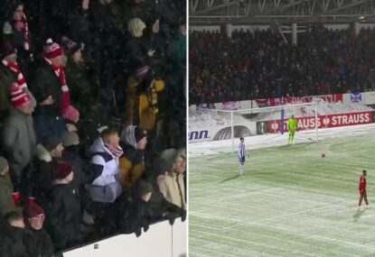 WATCH: Visiting Aberdeen fans throw snowballs at opposing goalkeeper in icy Finland weather