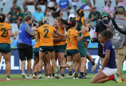 'Gutsy', 'brave': Aussie women survive first-half red card to claim back-to-back tournaments, men go down in final