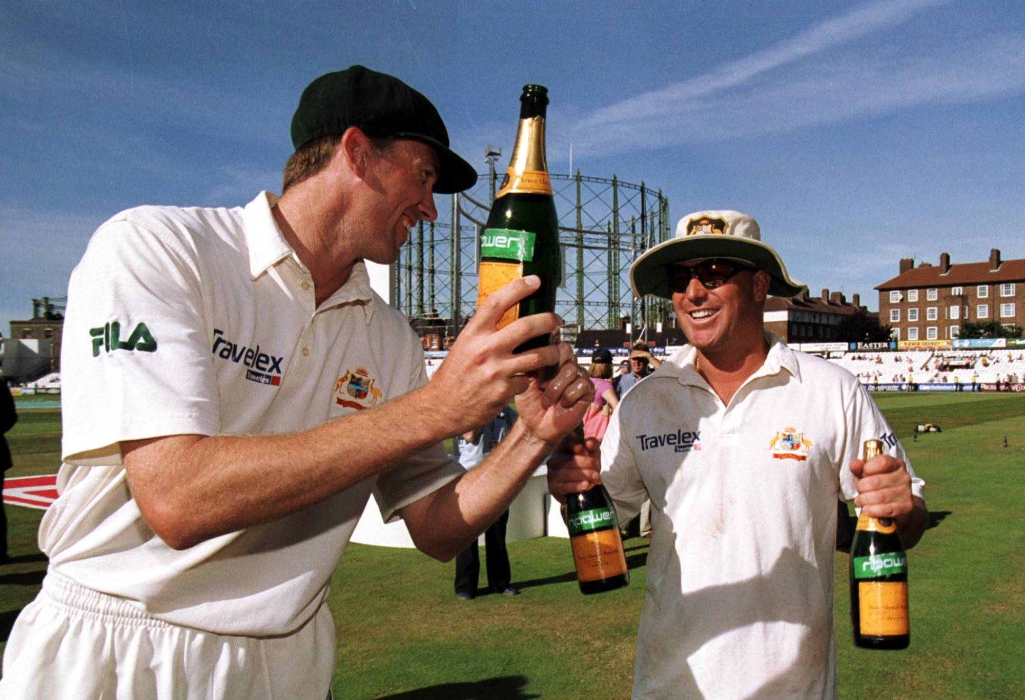 Shane Warne and Glenn McGrath at The Oval in 2001. Photo: Hamish Blair/ALLSPORT