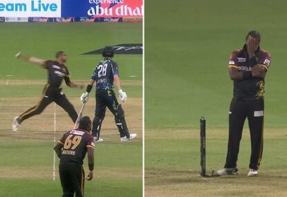 Abu Dhabi T10 bowler costs himself a huge wicket with the biggest no ball seen in ages