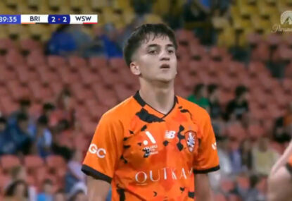 Tim Cahill's son makes his Brisbane Roar debut - and NEARLY has a goal within 15 minutes