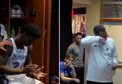 LISTEN: Kansas coach's moving post-win speech for star player after his mother's death