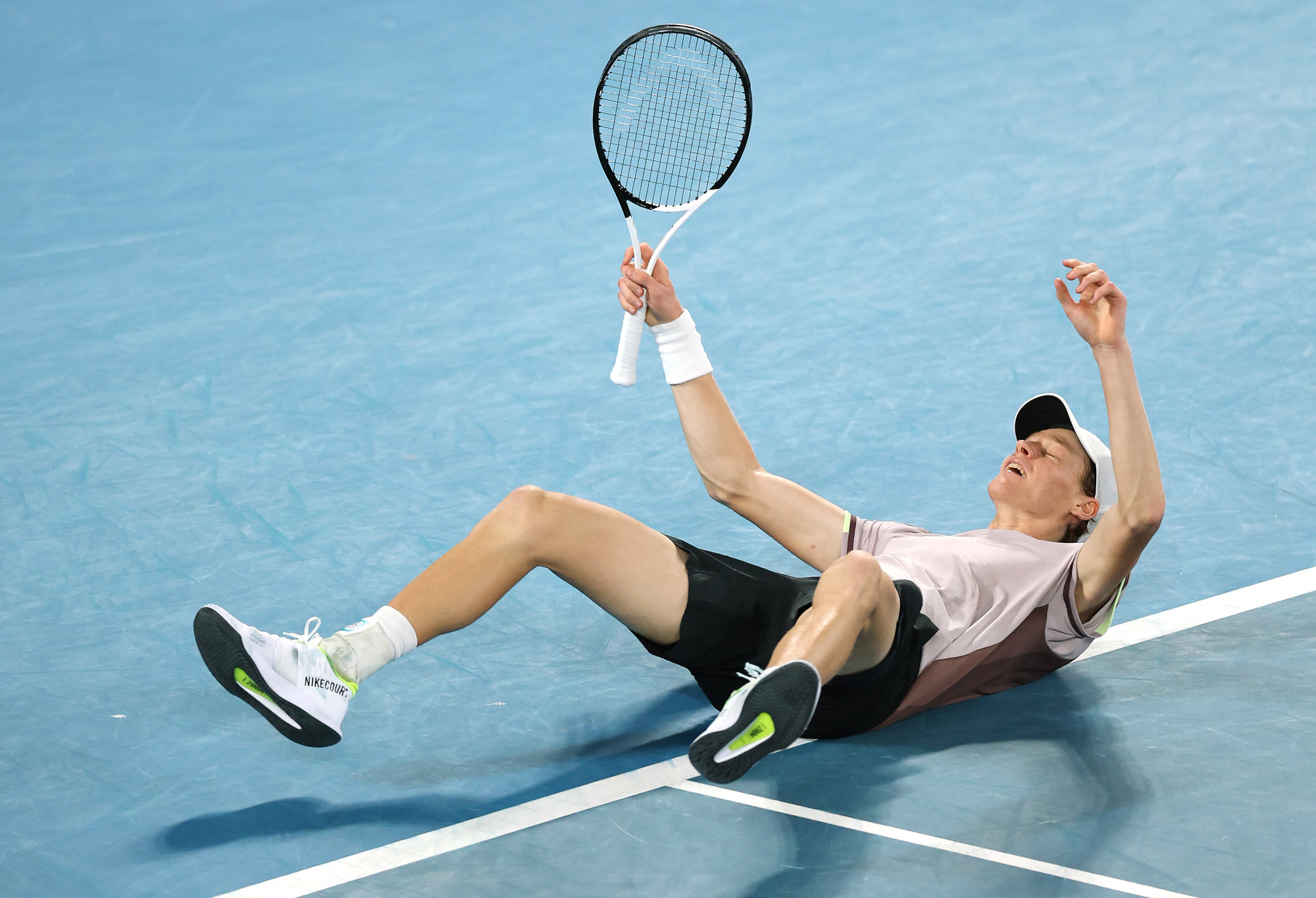 Jannik Sinner celebrates winning the 2024 Australian Open.