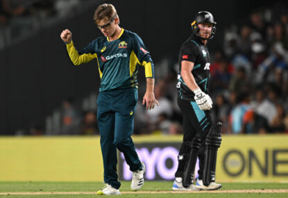 'Thought we were about 50 short': Bowlers blitz Black Caps as Zampa takes four, Wade plucks stunner