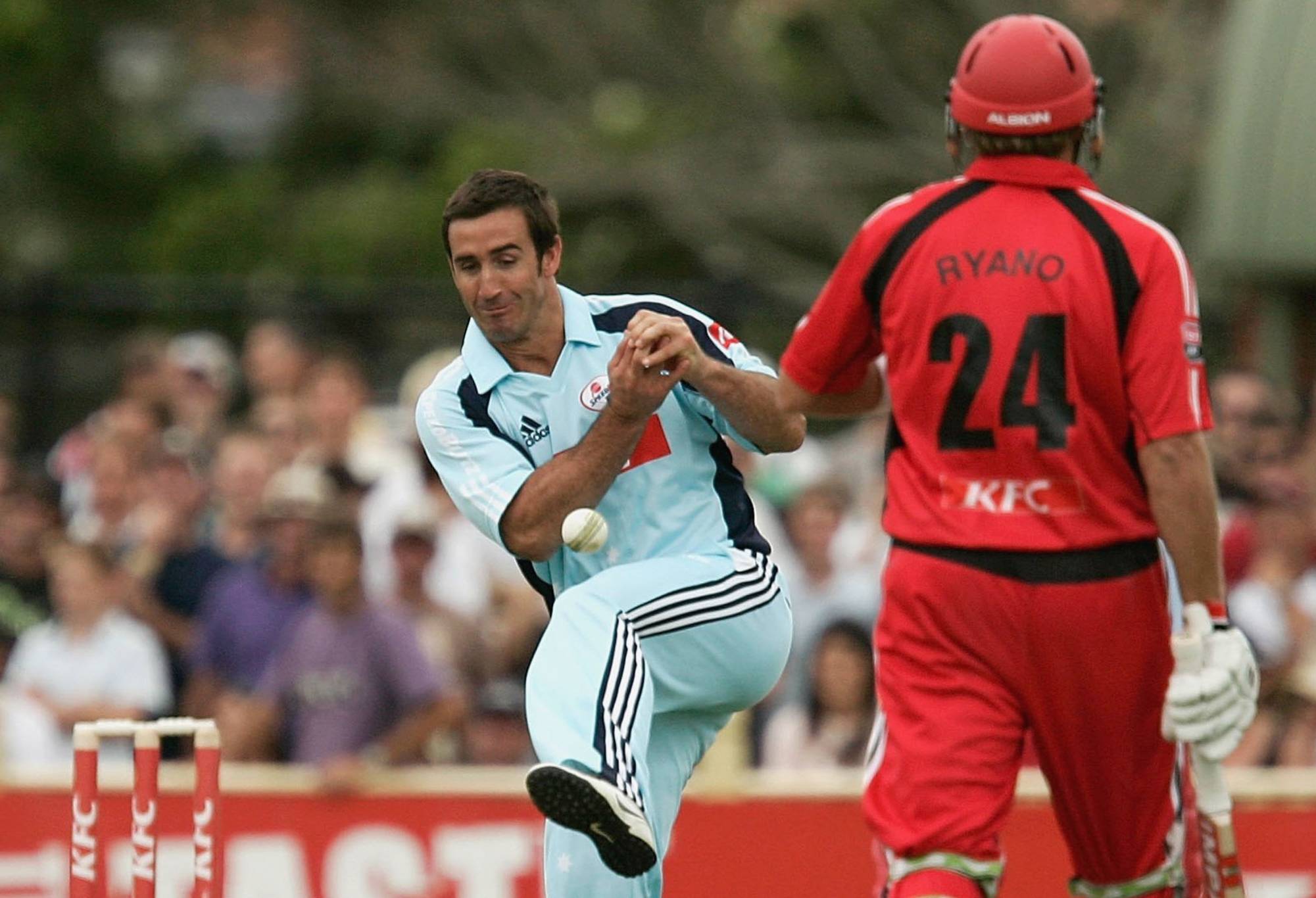 NEWCASTLE, AUSTRALIA - JANUARY 07:  Andrew Johns of the Blues in action during the Twenty20 Big Bash one day match between the New South Wales Blues and the South Australian Redbacks at Newcastle No1 Sports Ground January 7, 2007 in Newcastle, Australia.  (Photo by Corey Davis/Getty Images)