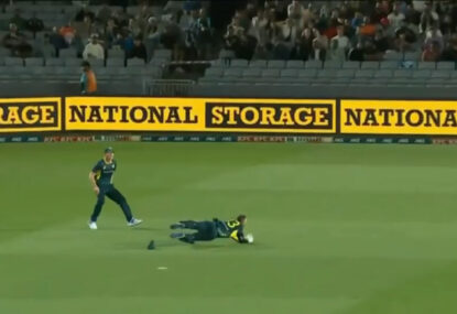 WATCH: Matthew Wade nearly runs back across the ditch to take a brilliant diving outfield catch