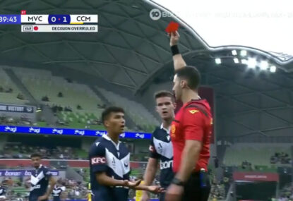 Referee hands out three red cards in 17 minutes in chaotic end to A-League game