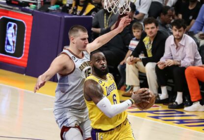 Jokic stands tall as Nuggets deliver playoff reality check to LeBron's Lakers, Embiid injured as Knicks sink Sixers