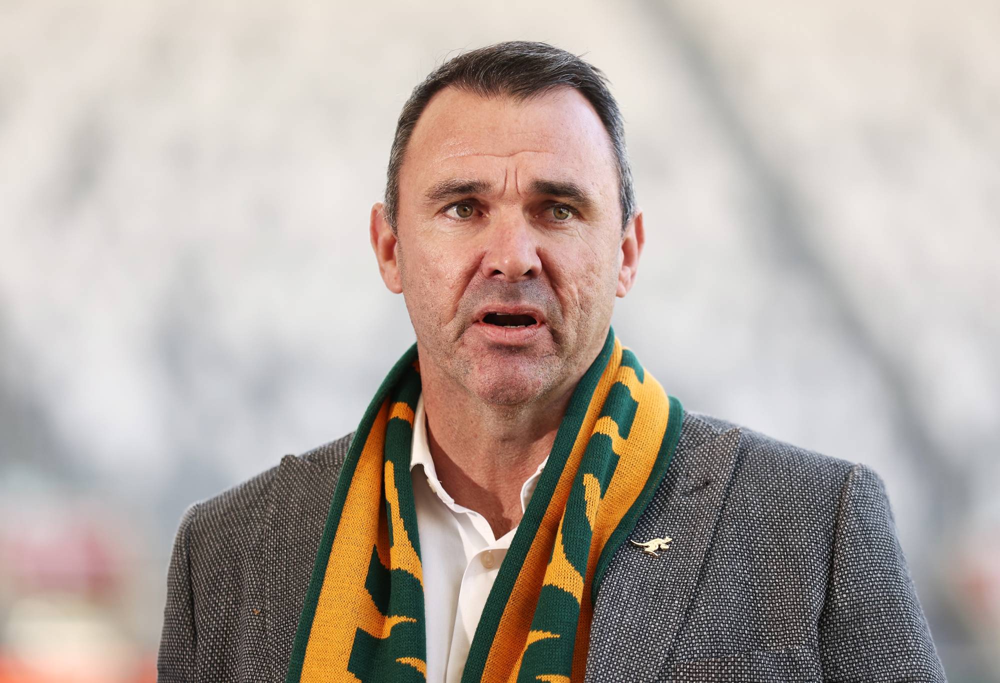 Rugby Australia President Joe Roff speaks to the media during a Wallabies media opportunity at CommBank Stadium on May 10, 2023 in Sydney, Australia. (Photo by Matt King/Getty Images for Rugby Australia)