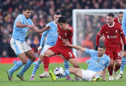 City hold back Reds 'tsunami' as Klopp and Guardiola share spoils for final time, Angeball back with Villa win
