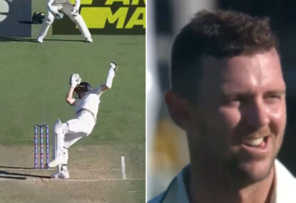 'That's ugly!' Hazlewood in disbelief as NZ No.9's act of pure 'survival' goes to the fence
