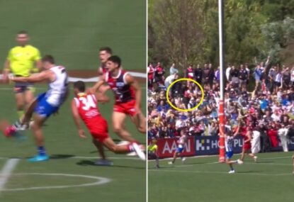 WATCH: 'Get the windsock out!' Roo torps through incredible goal from the CENTRE CIRCLE!