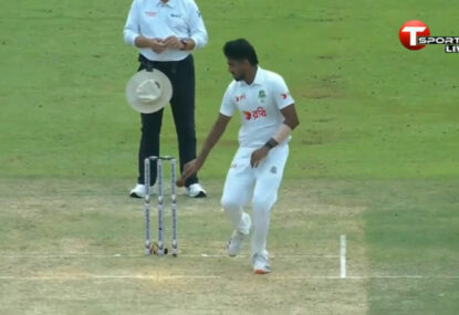 WATCH: Humorous moment as Bangladesh bowler tries a Mankad but gets it horribly wrong