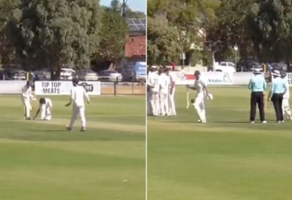 WATCH: Controversial, rare 'obstructing the field' dismissal leaves club cricketer seething