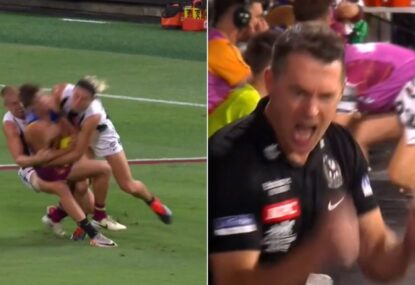 WATCH: Craig McRae's reaction to Pies' team tackle is just too pure