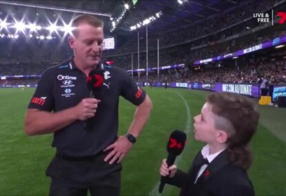 WATCH: Everyone's favourite former Auskicker turns newshound with hard-hitting questions for Voss
