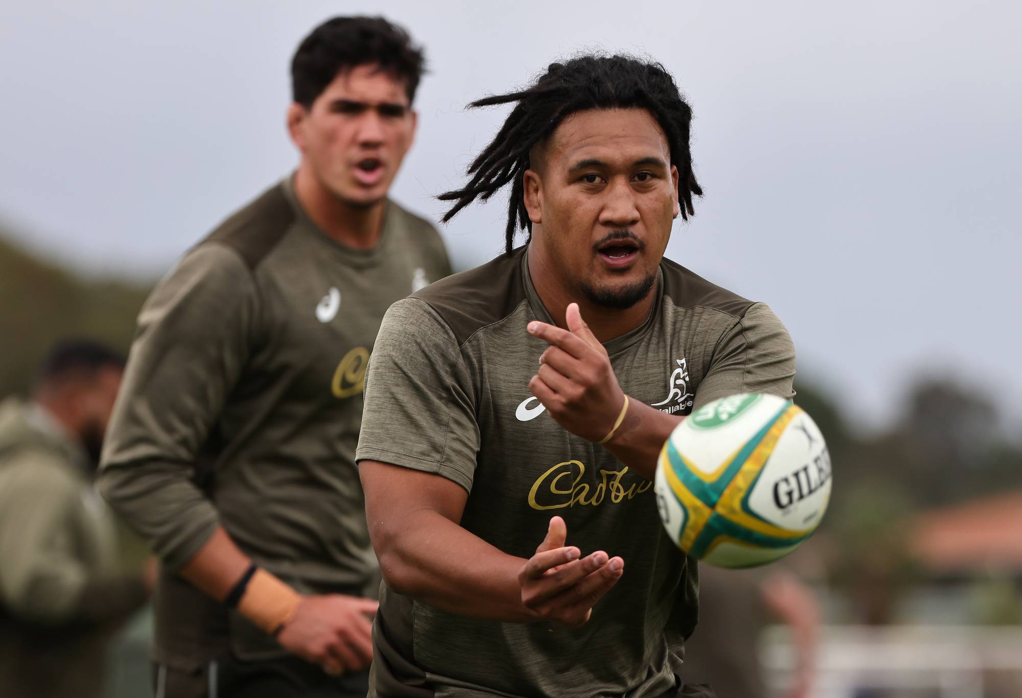 Brandon Paenga-Amosa in action during an Australian Wallabies training session at Wesley Playing Fields on September 01, 2021 in Perth, Australia. (Photo by Paul Kane/Getty Images)