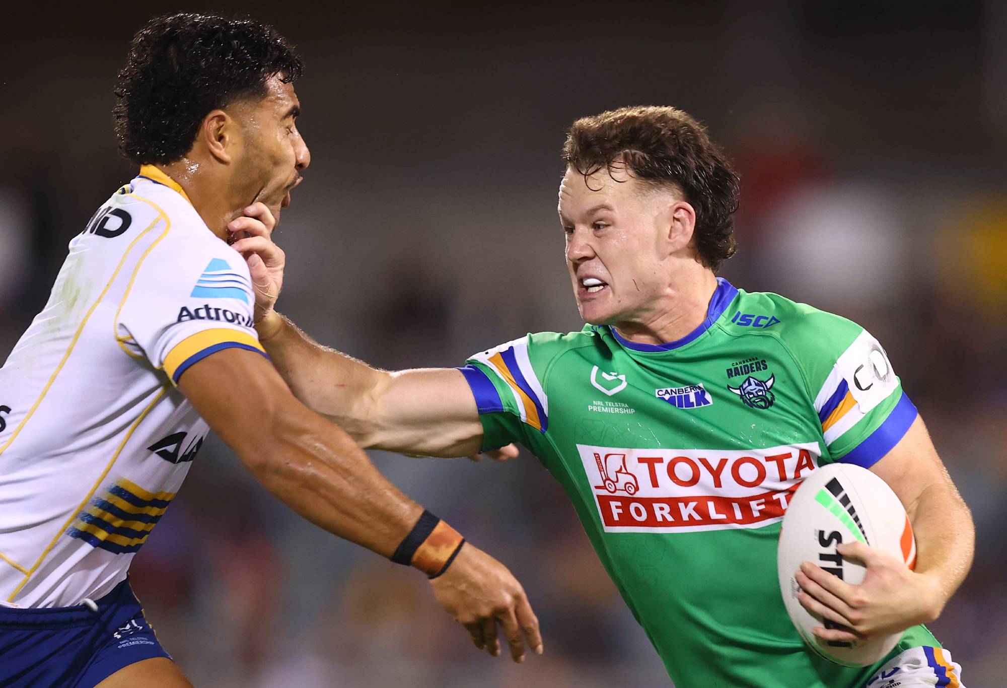 CANBERRA, AUSTRALIA - APRIL 07: Ethan Strange of the Raiders in action during the round five NRL match between Canberra Raiders and Parramatta Eels at GIO Stadium, on April 07, 2024, in Canberra, Australia. (Photo by Mark Nolan/Getty Images)