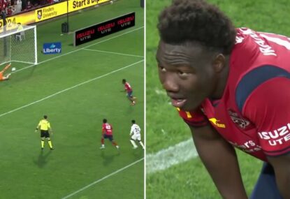Everyone shocked as Nestory Irankunda flubs game-tying injury time penalty on Adelaide United farewell