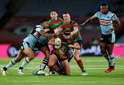 'If that changes, time will tell': Demetriou defiant despite defeat as Souths lose three to injury in Sharks loss