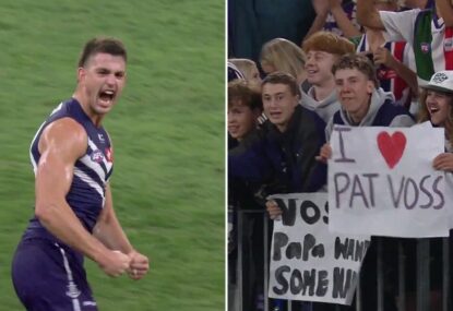 'Wasn't able to miss them': Family make presence known after Patrick Voss' first AFL goal