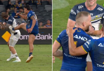 LISTEN: 'You get four weeks for that!' Gutho's cheeky dig at Cowboy over kick challenge penalty