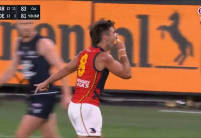 WATCH: Rachele raises eyebrows by shushing Blues fans... with Crows two points behind