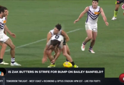 Could Zak Butters be in strife for this huge collision with Docker that had Dwayne Russell frothing?