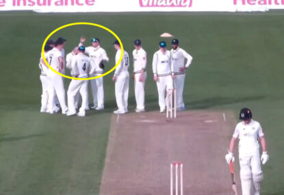 WATCH: Joe Root's highly unusual way of celebrating a wicket... by slapping bald teammate's head