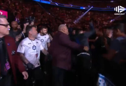 WATCH: UFC star randomly picks a fight with fan during walkout