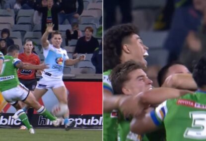 SCENES in Canberra as Jamal Fogarty absolutely flushes last-second winning field goal