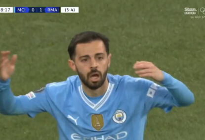WATCH: Manchester City can't believe their luck after missing first-half sitter of a tap-in