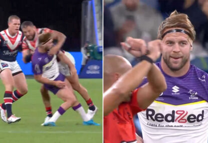 JWH put on report for flattening Christian Welch with late shot... which Joey said was 'simultaneous'