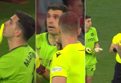 Controversy as Villa keeper handed second yellow for shootout crowd taunting... but isn't sent off