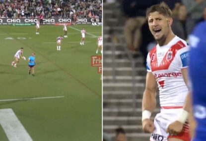 'Stroke of genius!' Zac Lomax flushes 'monster' two-point field goal with final play of the half