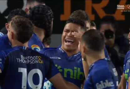 WATCH: Ioane gives it to Swain after Blues try, Caleb Clarke cops collateral damage