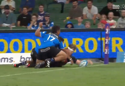 WATCH: Did Crusaders get away with a knock-on in try that had the locals fuming?
