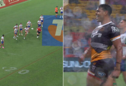 The failed touch-finder from a penalty that leads to Broncos try sums up Canberra's night