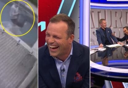 WATCH: Everyone in stitches as Jack Riewoldt reveals vision of Brad Johnson falling into his pool