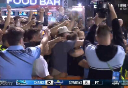 WATCH: Wholesome moment as Sharks debutant gets mobbed by his mates post-game