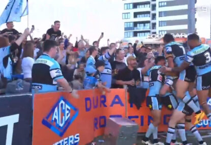 'Knew where the fan club was!' Cronulla youngster sends fam, Shark Park wild with try on debut