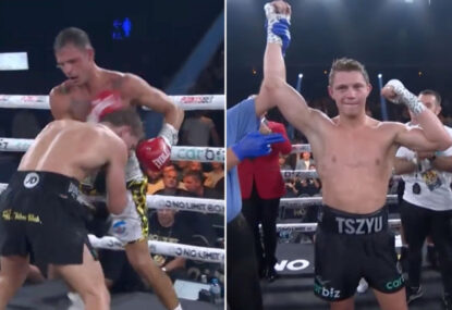 Nikita Tszyu dealt huge sixth-round scare in title defence, promptly reminds everyone why he's 'The Butcher'
