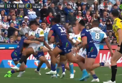 WATCH: 'Stopped him cold!' RTS sits down Titans second-rower after textbook hospital pass