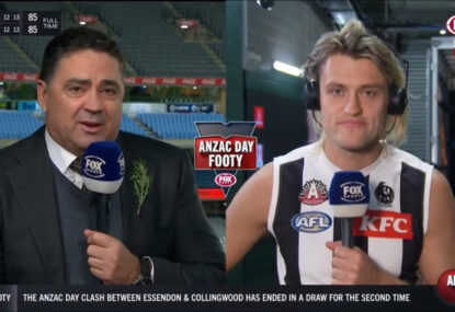 LISTEN: Darcy Moore skilfully dodges question about whether the AFL should bring in extra time